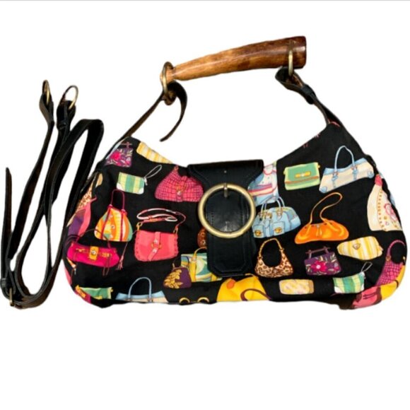 VTG Far Nine Handbag w/ Novelty Print of Ladies Purses Rhinestoned #58J - Picture 2 of 11